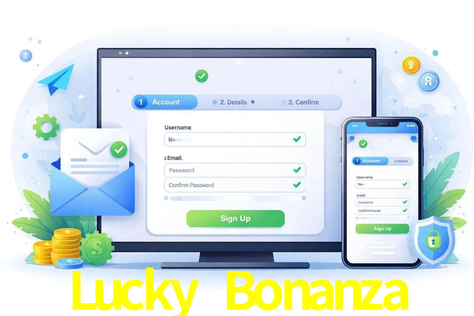Registro de nuevo usuario y configuración de cuenta Lucky Bonanza