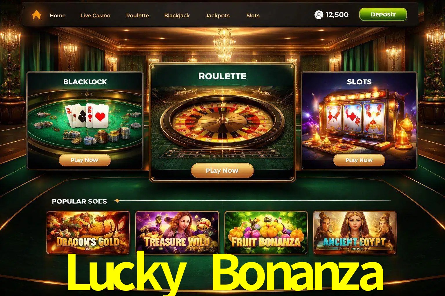 Vista de la plataforma Lucky Bonanza Casino mostrando categorías organizadas de juegos en línea